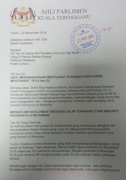 Usul membincangkan tindakan zalim terhadap etnik Rohingya DITOLAK oleh Parlimen yang dikuasai &amp; digenggam UMNO.