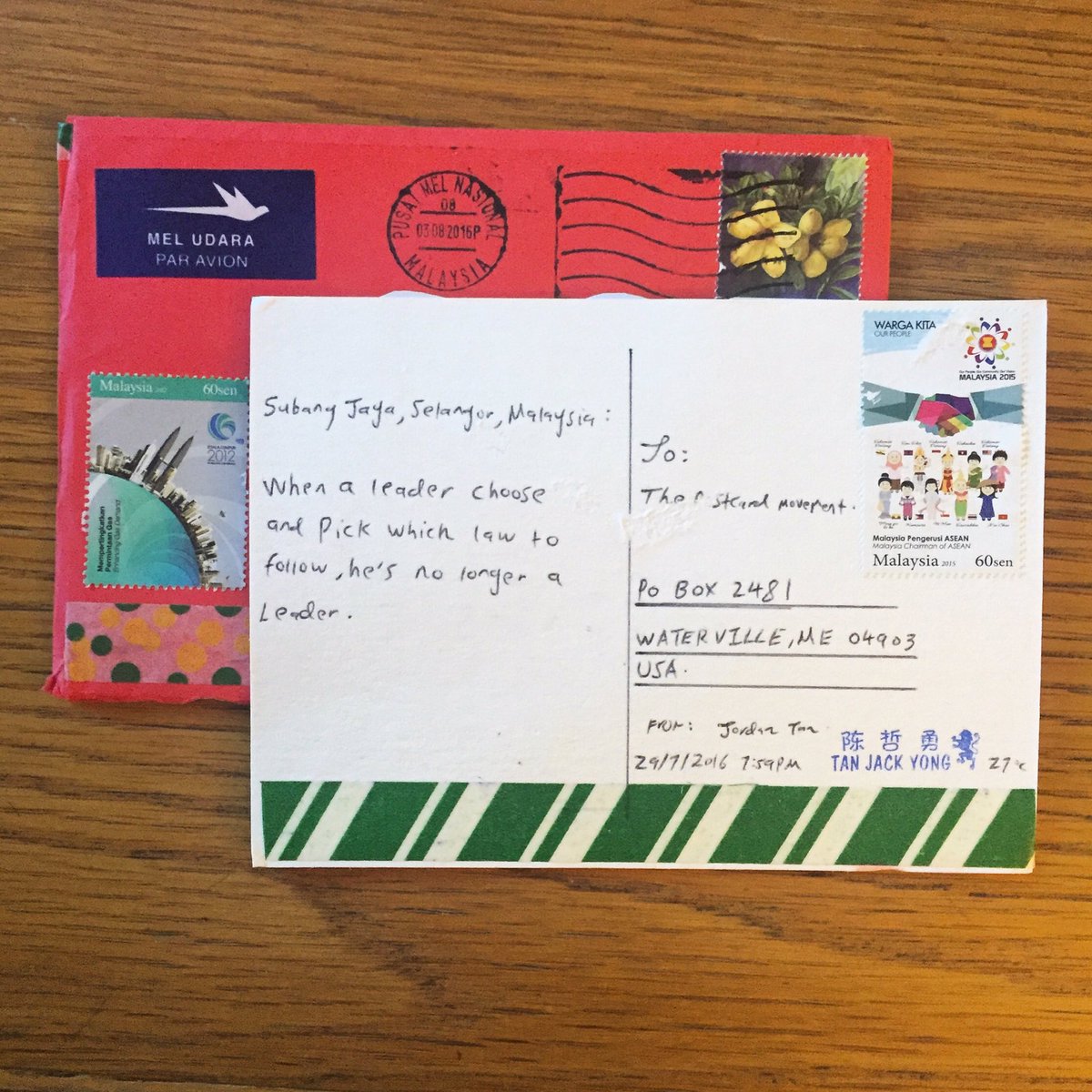 MaelXavi's tweet photo. #thepostcardmovement #postcards #snailmailrevival #powerofthepress #malaysia #airmail #postcardsandprose #creativewriting #philately #leader https://t.co/aVsIqukDDu