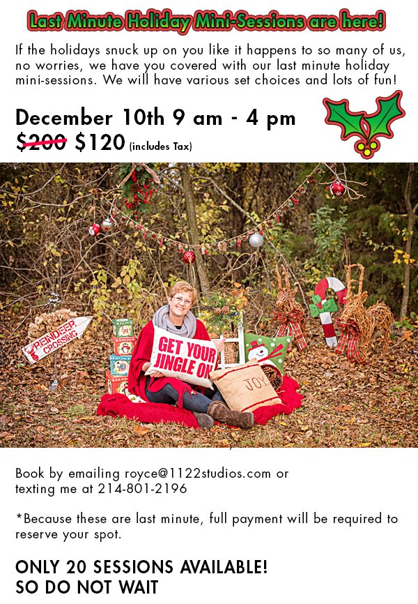 1122studios's tweet photo. Last minute Holiday Mini-Sessions are here! https://t.co/vXXxGdmhNI