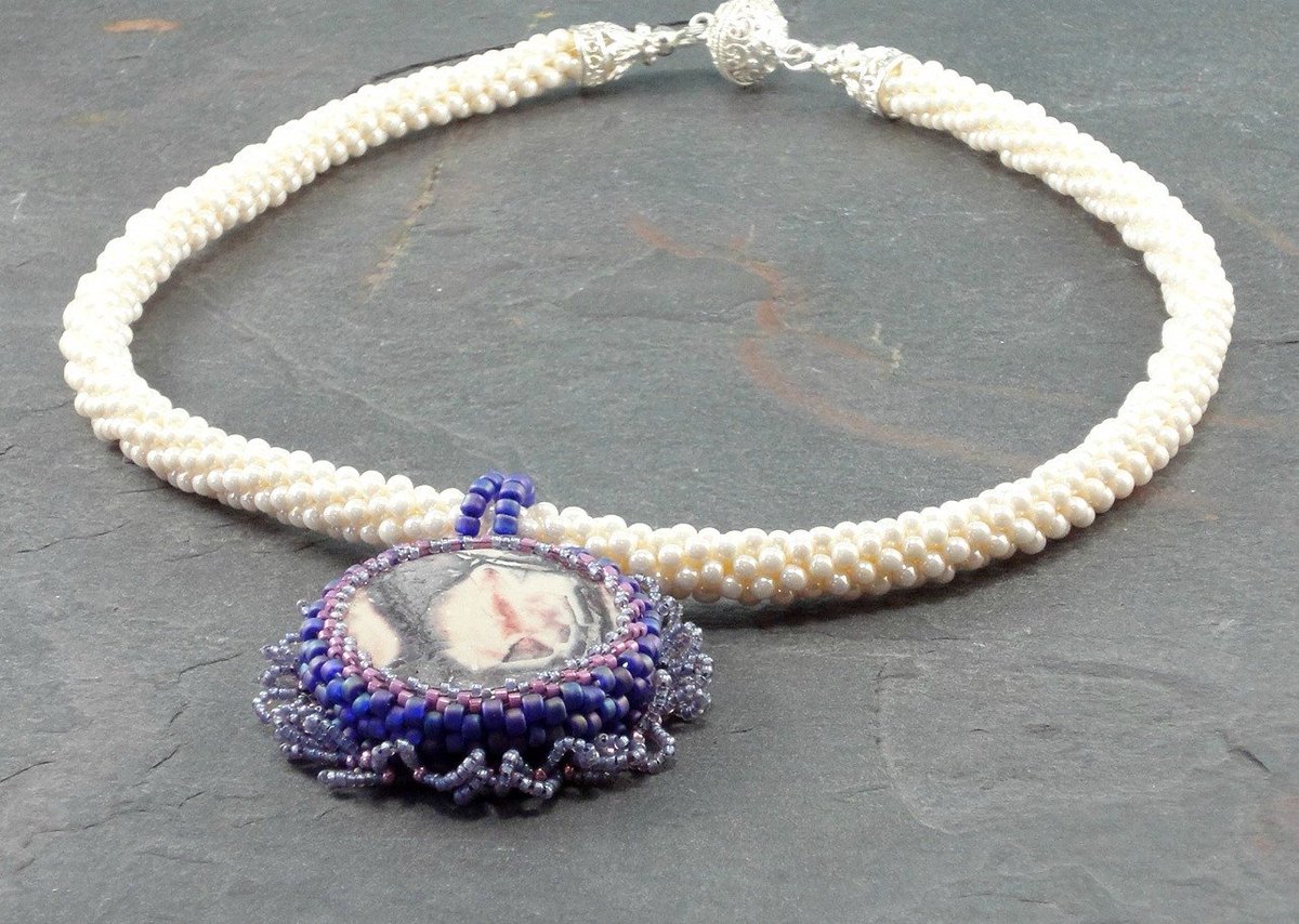 Auntiev6's tweet image. Purple Grey Porcelain Jasper Bead Woven Neckace tuppu.net/c574d35 #Jewelryonetsy #PorcelainJasper
