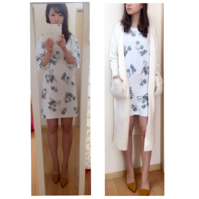 R 久々のtwitter更新 笑 Mercuryduoのワンピースとファーポケットガウン Mercuryduo マーキュリーデュオ ワンピース 花柄 ガウン ファーポケット