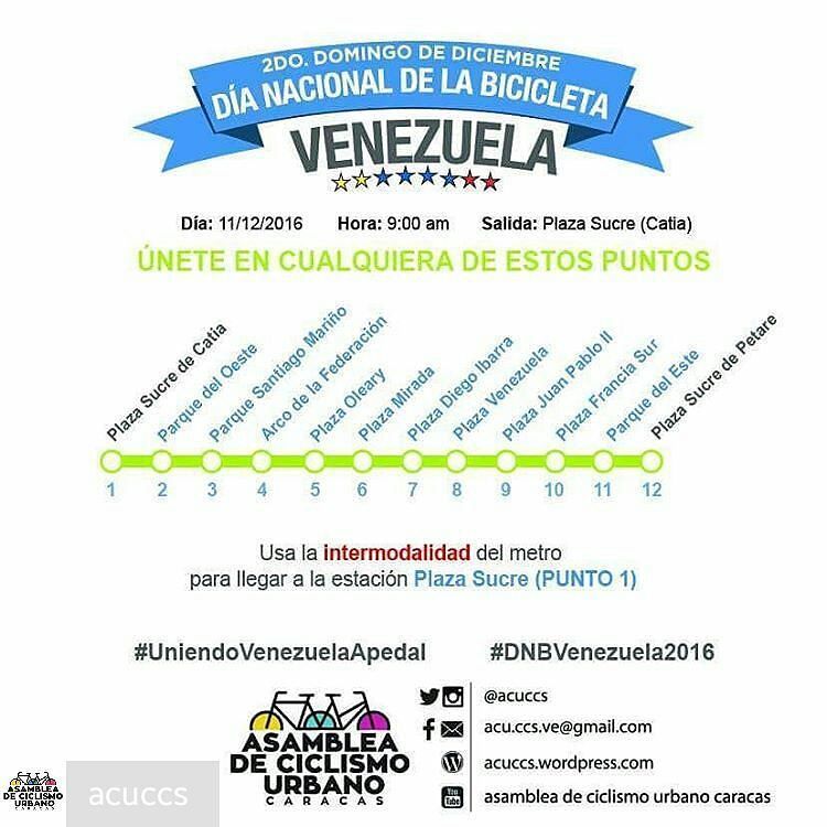 Nos unimos a este evento en próximo domingo. Comparte 
<a href="/acuccs/">Asamblea de Ciclismo</a> -  #PedaleaCaracas
Este año cruzaremos la ciudad de …