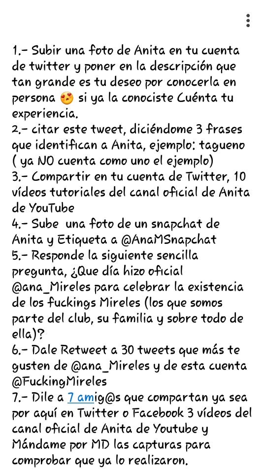 FuckingMireles's tweet photo. GANA, el primero que cumpla primero con los 7 puntos 😄✌ suerte a todos!!! https://t.co/XcMTmc5jVE