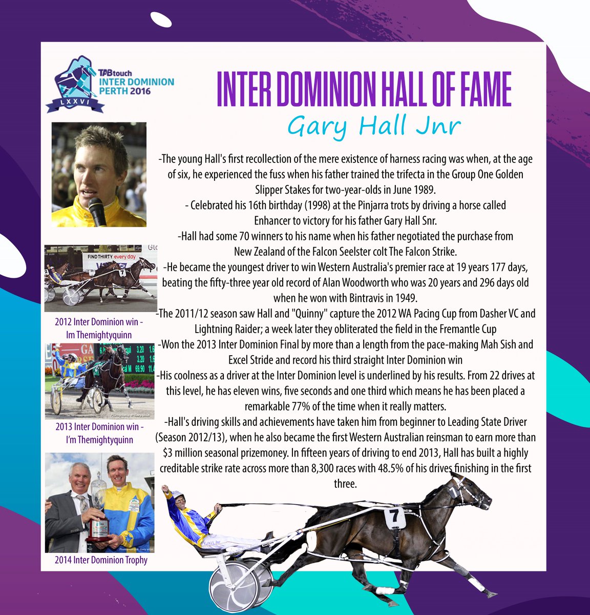 Inter Dominion Hall of Fame - Gary Hall Jnr who has the steer behind Beaudiene Boaz coming out of gate 10 <a href="/GaryHallJnr/">Gary Hall Jnr</a>