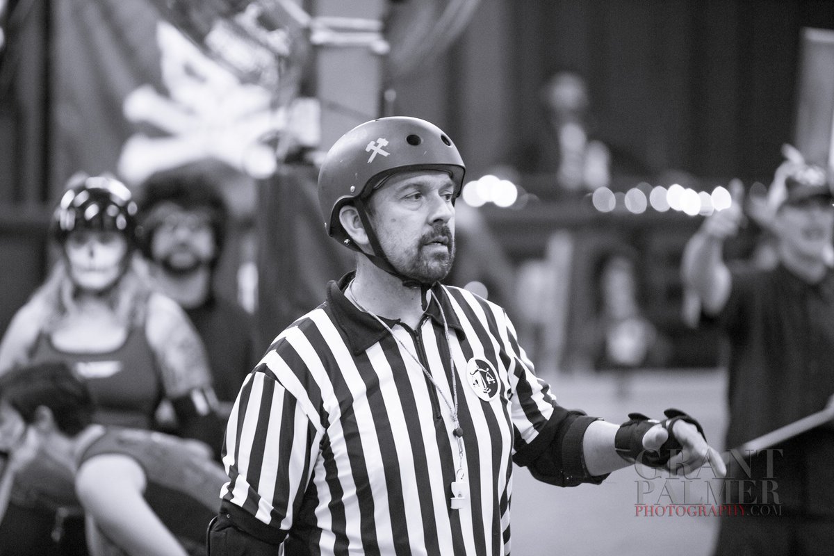 LADDEnforcers's tweet photo. Back Pack Referee Suspect Ed of @LADDEnforcers - Get your 12/10@LADerbyDolls' Champs Tix  at https://t.co/QWwrZ6gnpw! PC: @grantpalmer https://t.co/FnqrHUxroW