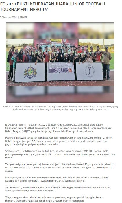apex4141's tweet photo. FC 2020 bukti kehebatan juara Junior Football Tournament-Hero 14' - Jaguh - GPS Bestari https://t.co/iyLAMemDqD https://t.co/2SAr7qWW9o