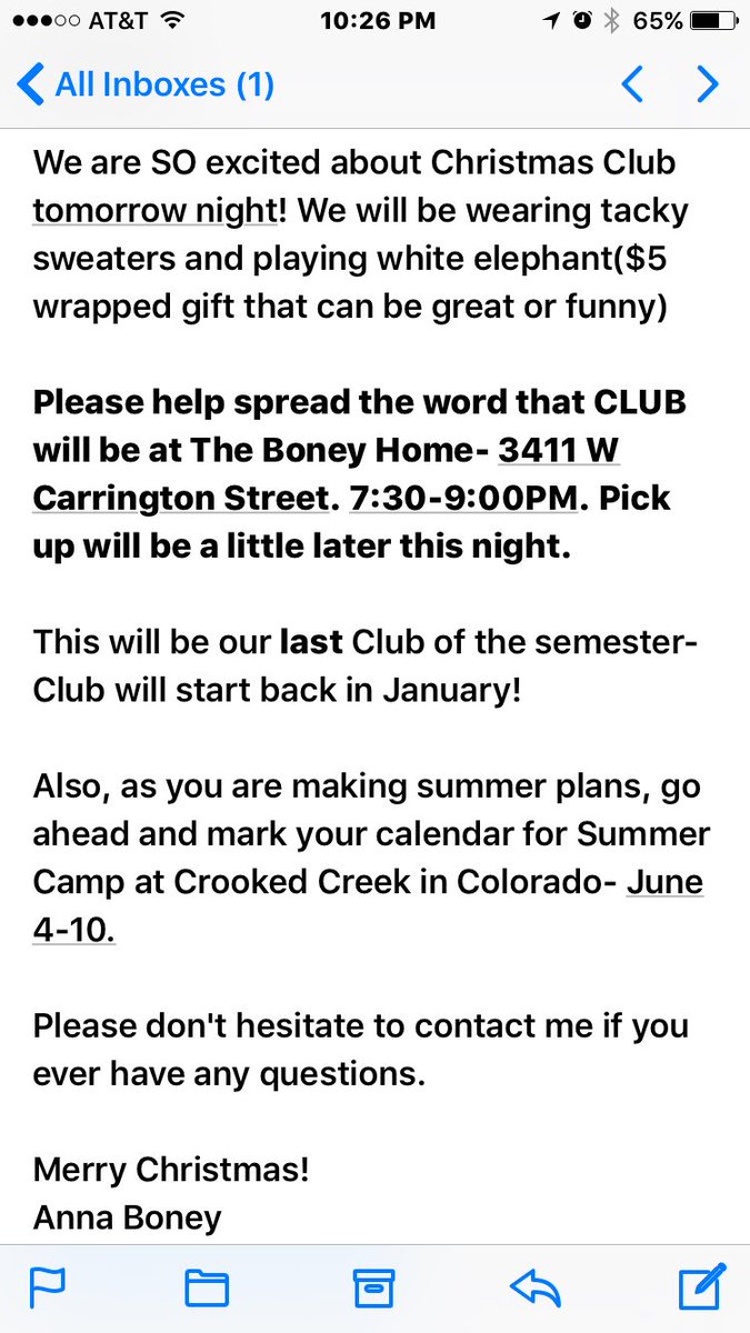 Last Young Life of semester tomorrow night @ Anna's house!🎉