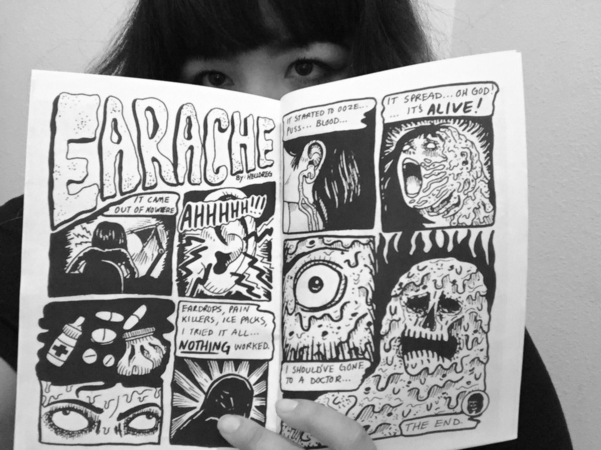 helloreg_'s tweet photo. You can find my short comic "Earache" in issue number 8 of @LiteralThotsLA !!! https://t.co/1cJ4Tdyr9x https://t.co/UoI3DCZwl3