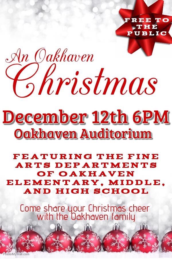 Come &amp; allow the Mighty Hawk elementary, middle &amp; high school fine arts departments help you bring in the holiday cheer. #Oakhaven