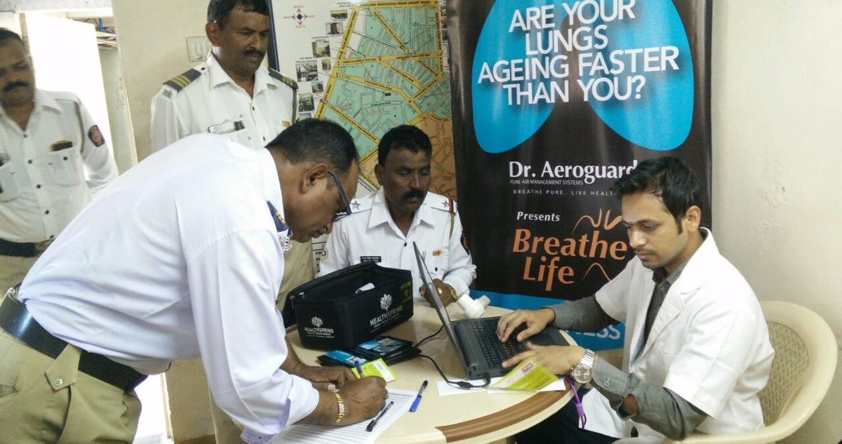 EurekaForbes's tweet image. #BreatheLife is conducting a #LungFunctionTest for Traffic Policemen in South #Mumbai - Colaba, Azad Maidan, Kalbadevi, Tardeo, Malabar Hill