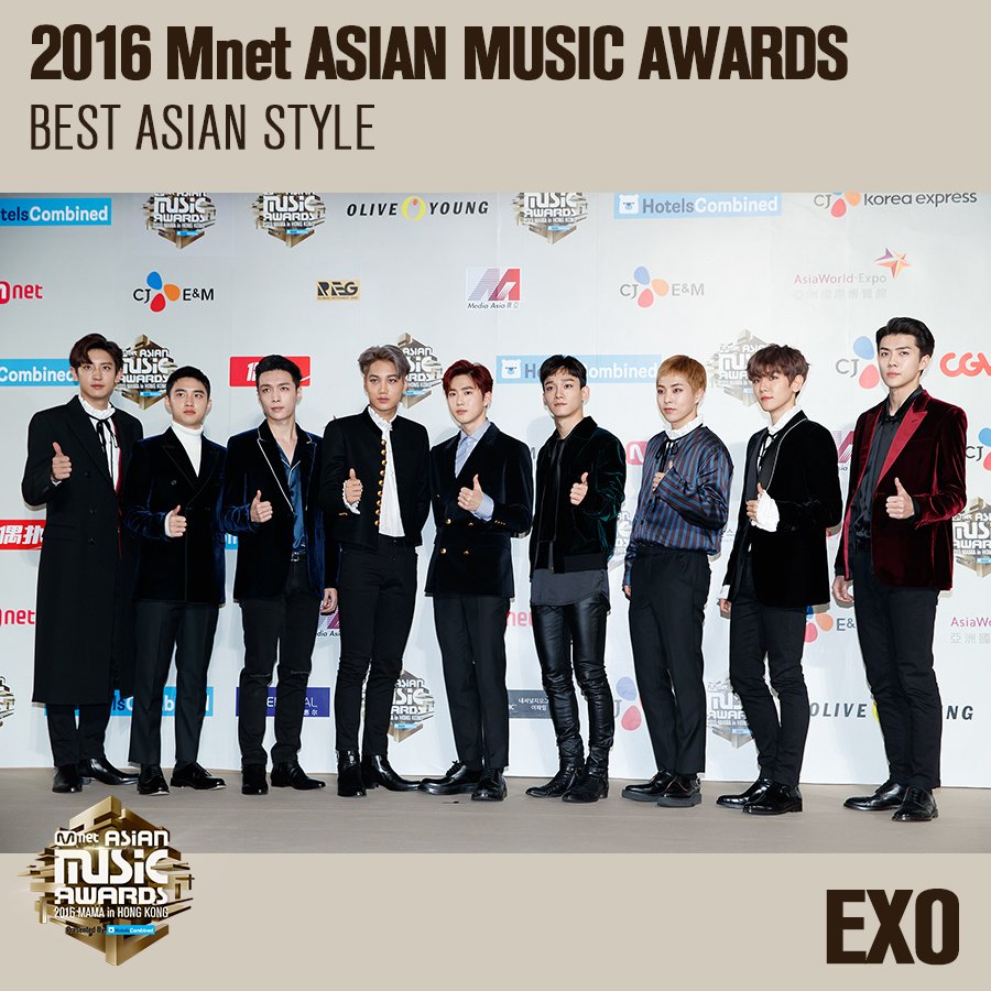 MnetMAMA's tweet photo. [#2016MAMA] Congratulations! Best Asian Style #EXO https://t.co/cpnTiB3XxV
