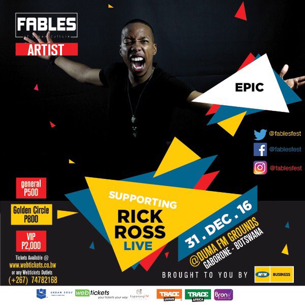 EpicTheRapper's tweet photo. GLAD TO ANNOUNCE THAT I WILL BE ROCKING LIVE WITH THE BOSS, RICK ROSS ON THE 31st OF DECEMBER!!

OFFICIAL DECEMBER GIG GUIDE WILL SOON BE UP https://t.co/t04MD6nC2A