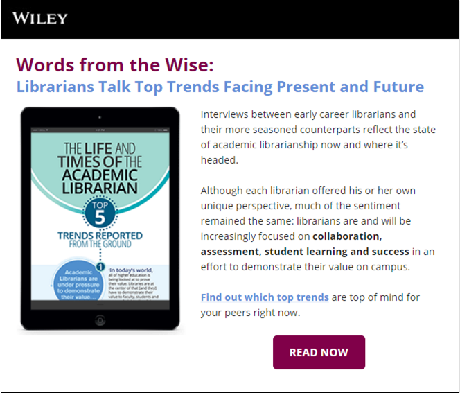 WileyIndiaPL's tweet photo. Words from the Wise: Librarians Talk Top Trends Facing Present and Future
Click to read https://t.co/24I88fEv0r #Librarians #librarianship https://t.co/OPEG7Kr65w