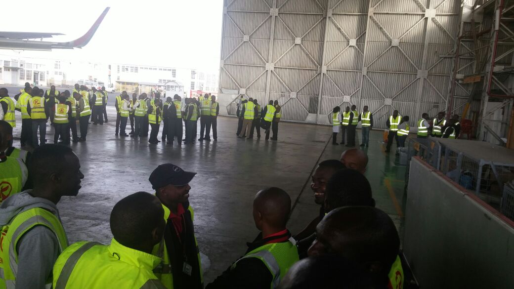 RobertAlai's tweet photo. KQ Engineers are on strike. Things getting worse at @KenyaAirways. Airline looted and falling as the government watches. #KQMess https://t.co/eJQlca6CUI