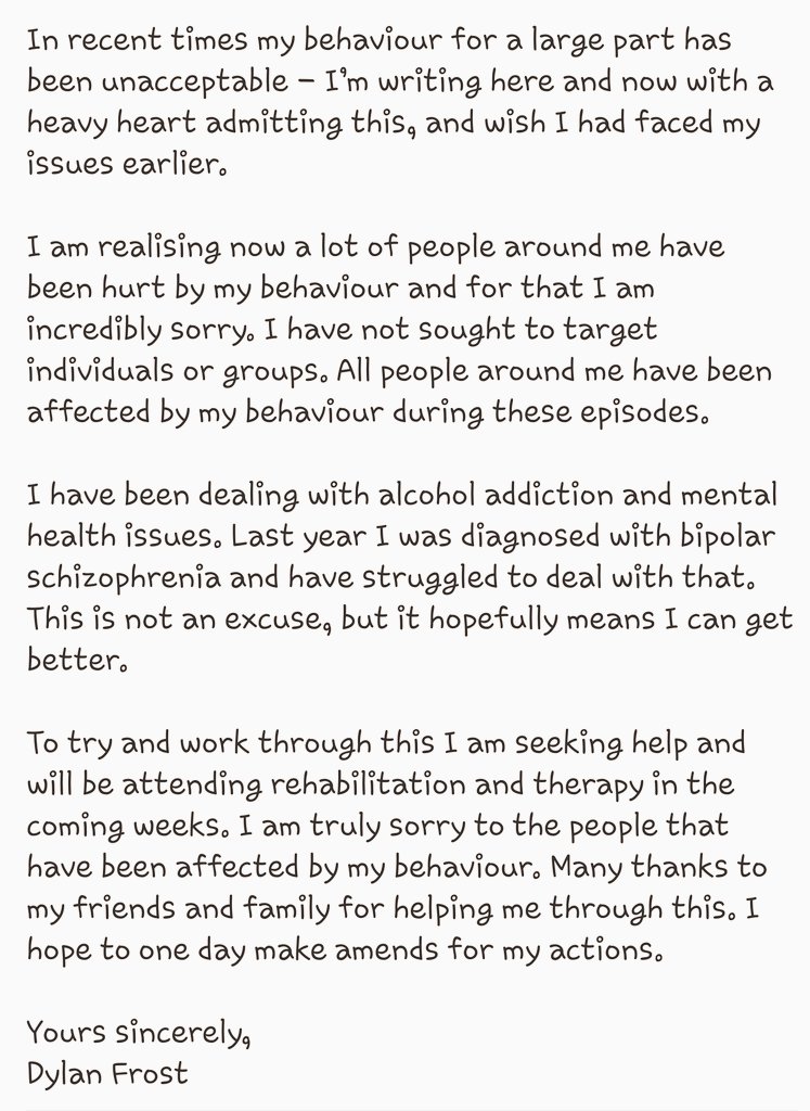 You've got this Dizza ! I hope you get the love and care you need, your fans will always support you and we'll be waiting ! 💕 @dylanfrost91