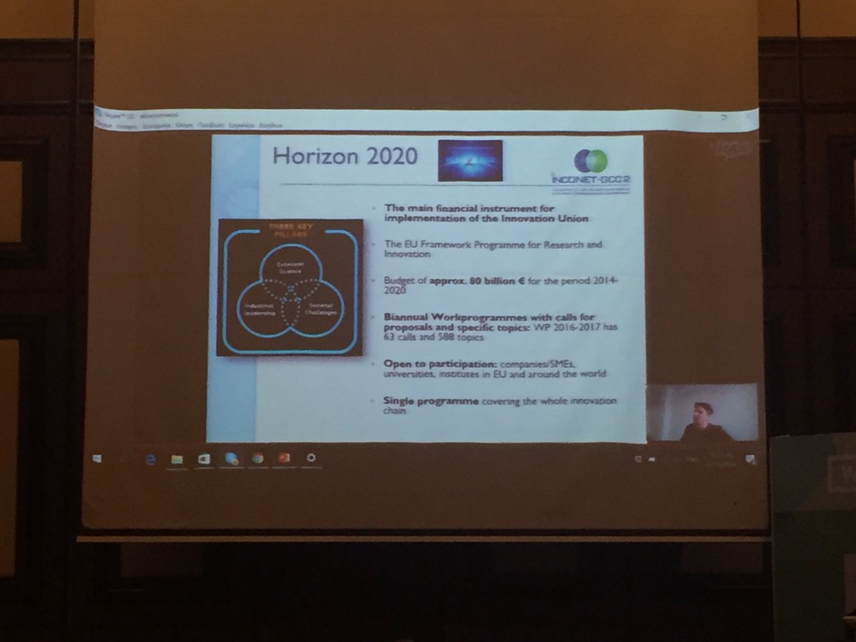EUGCC_cleanergy's tweet photo. 5.9 bn euros available under H2020 for secure, clean &amp; efficient #energy R&amp;I said D.Filippidis @INCONETGCC2 https://t.co/2geCy8tbES
