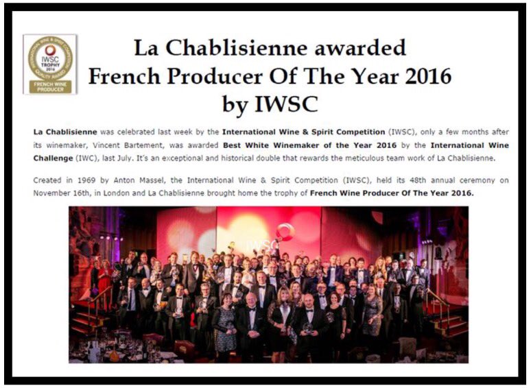 #Wine congrats to our friends and suppliers #LaChablisienne on Winning French Wine Producer of the Year <a href="/theIWSC/">IWSC - International Wine & Spirit Competition</a> <a href="/vbartement/">BARTEMENT VINCENT</a> 
🤗🤗🤗🤗🤗🤗🤗🤗🤗🤗🤗🤗