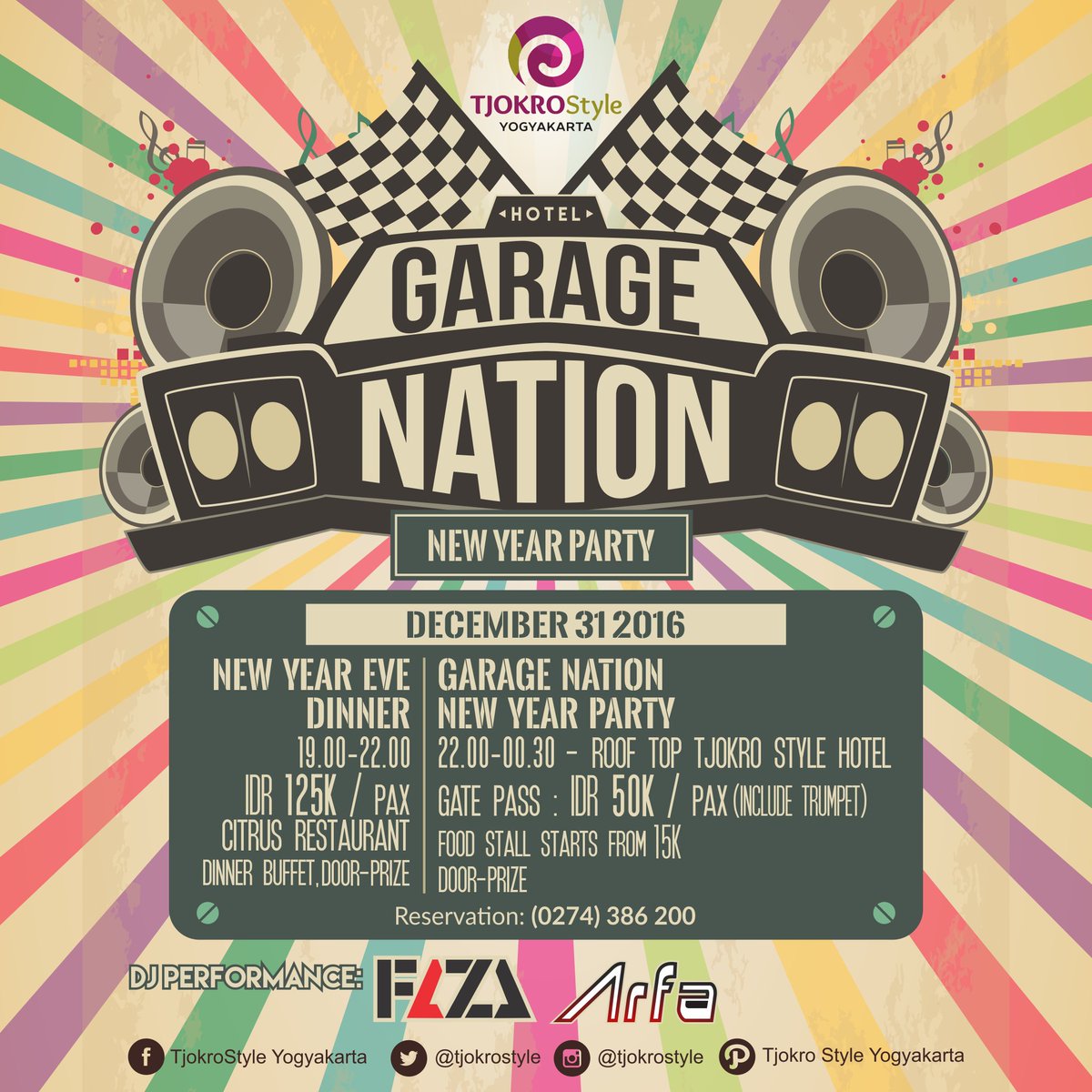 Garage Nation New Year Party at Tjokro Style Yogyakarta with special perform Dj Faza &amp; Dj Arfa. 31st December 2016.
#TjokroStyleYogyakarta