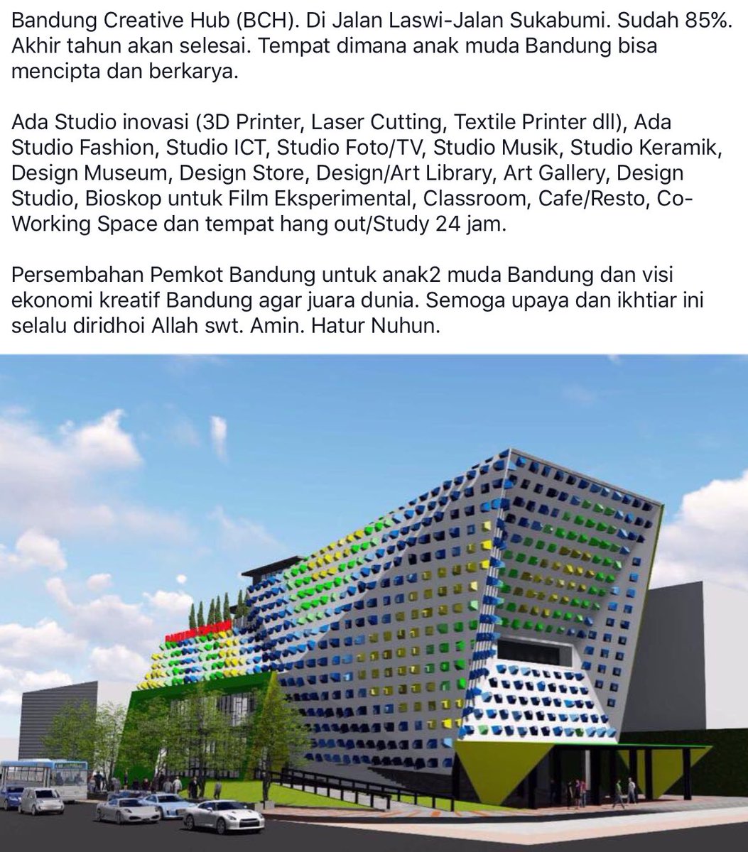 ridwankamil's tweet photo. Bandung creative Hub (BCH) sudah 85%. https://t.co/5LE1O8VUQJ