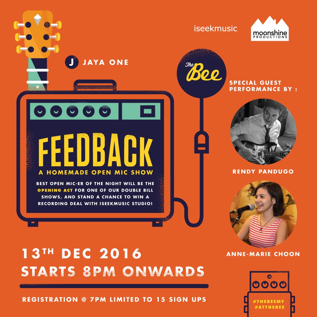 rezasalleh's tweet photo. #FeedbackOpenMic next wk at @TheBeeMY Jaya One ft #AnneMarieChoon &amp; @rendypandugo 13/12 8pm https://t.co/rXQz0P0NUF