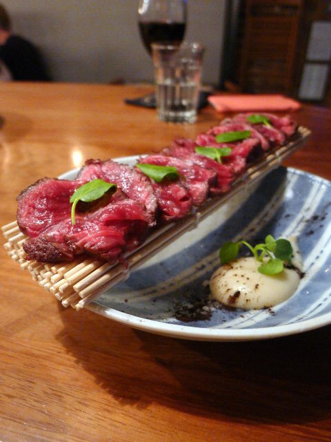 Agirlhastoeat's tweet photo. #Wagyu ribeye takaki with celeriac gel. Very tasty @Bodrakesoho #soho #asian #panasian #bodrake https://t.co/z639dNOkUy