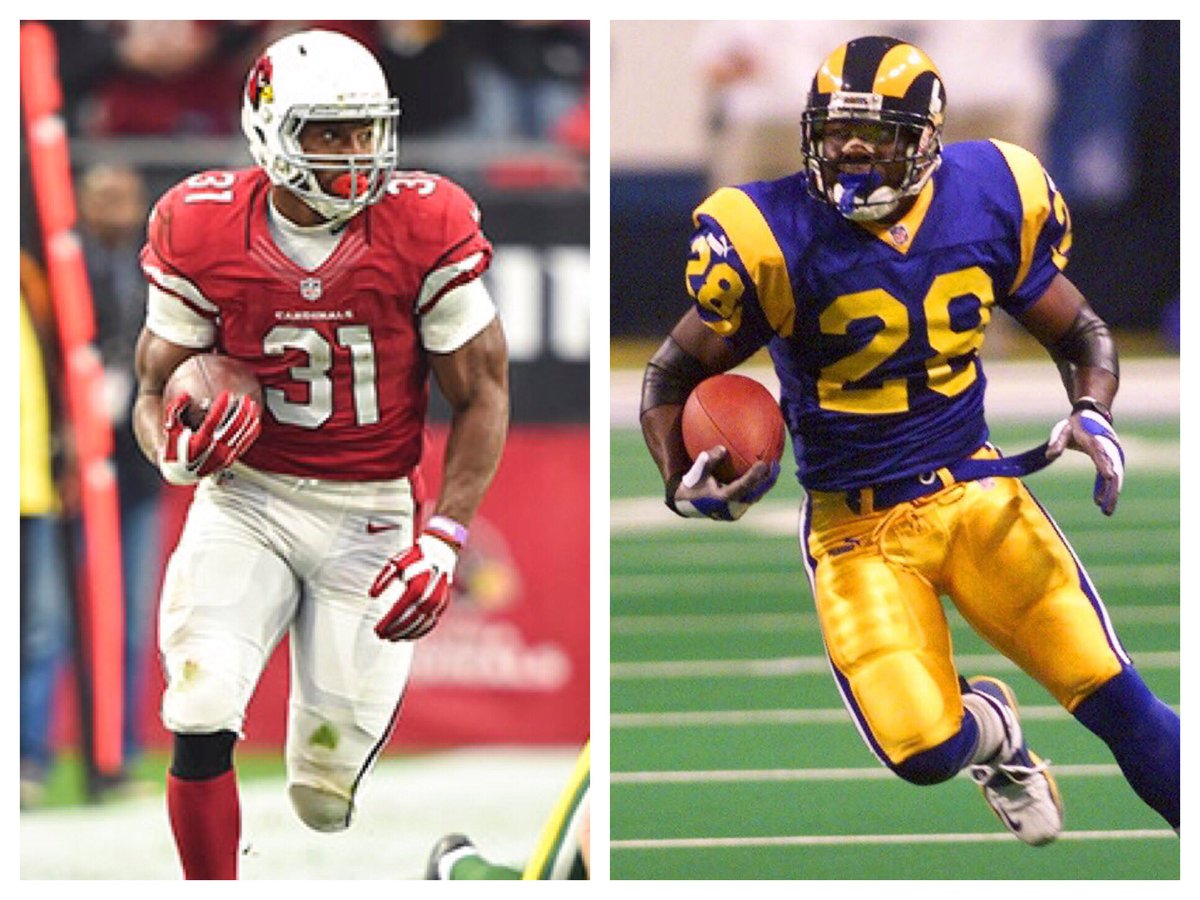 CardsMarkD's tweet image. Only 2 players in NFL history w 1,000+ yds rushing &amp;amp; 700+ receiving thru 1st 12 gms of season: David Johnson in '16 &amp;amp; Marshall Faulk in '98