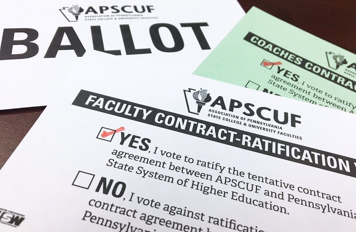 APSCUF's tweet photo. Contract-ratification voting begins today for faculty and coach agreements. Members, don't forget to vote! https://t.co/uBOFXWMUhk