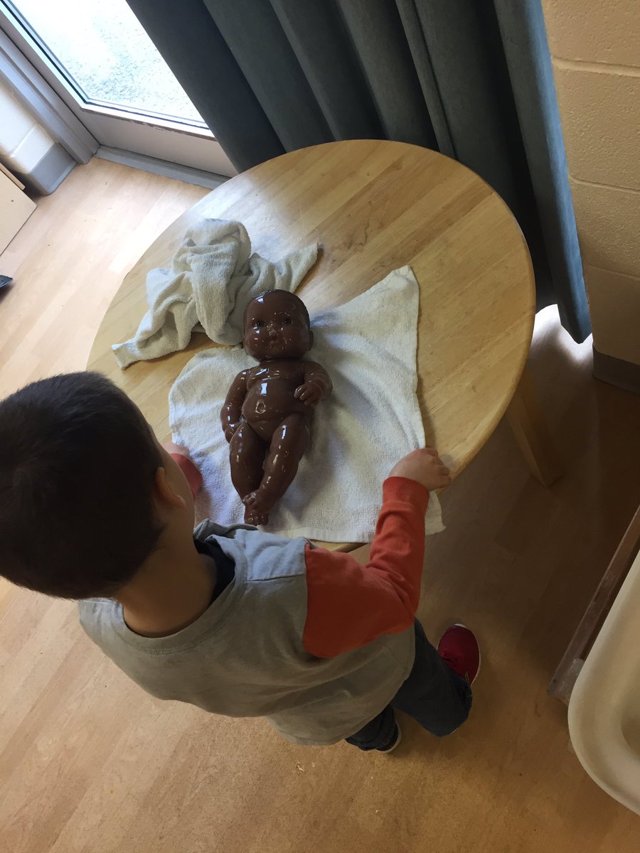 K2Wellesley's tweet photo. A.B took his job at the kids hospital very seriously this morning.  He was very gentle and caring. #playingandlearning #handson @wrdsb https://t.co/za4Uobg3U1