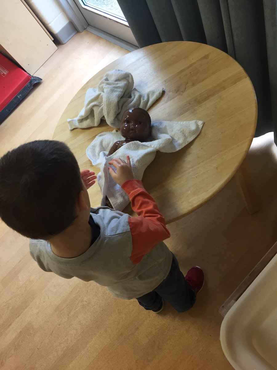 K2Wellesley's tweet photo. A.B took his job at the kids hospital very seriously this morning.  He was very gentle and caring. #playingandlearning #handson @wrdsb https://t.co/za4Uobg3U1