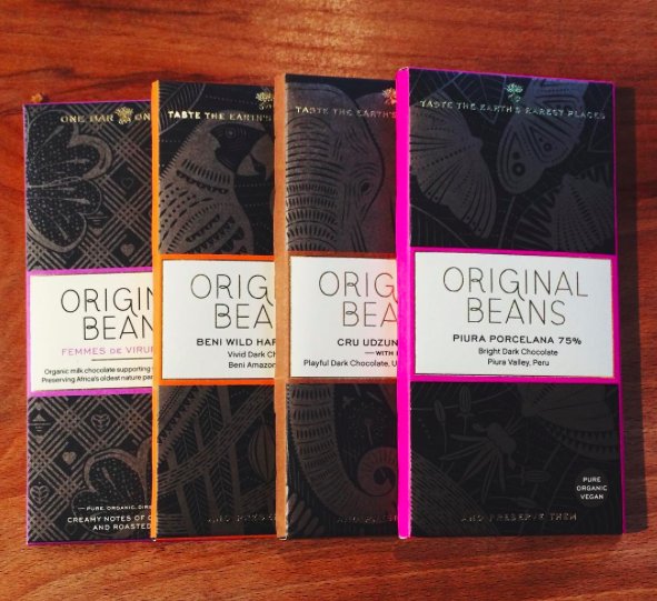 Back2blackoffie's tweet photo. Let's celebrate Monday with delicious Original Beans chocolate. We have them in four taste flavours at Back to Black! (also great as a gift) https://t.co/8SRqa7NRwZ