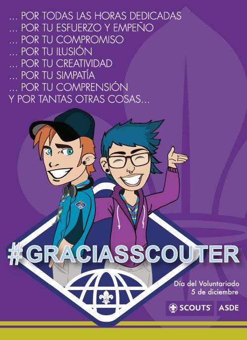 Hoy #DiaDelVoluntariado queremos dar las #GRACIASSCOUTER a todas las personas que formáis #EdM y que día a día construís un mundo mejor!!