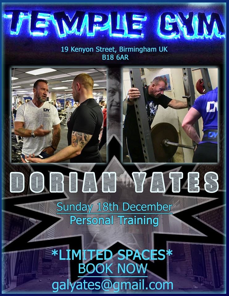 DYNutritionUK's tweet photo. Book you space now. Limited numbers available. @Dorian_Yates @gal_yates @templegymuk https://t.co/ZdHnATgkXt
