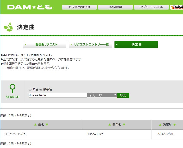 じゅくちょー カラオケdam Ute 羨んじゃう が配信曲リクエストにより配信決定していましたが 決定月が１ヶ月遅くなっていました 知る限り初めてのことなのですが 配信が4 5月頃に変更かと思われます ハロヲタカラオケ部 C Ute T Co