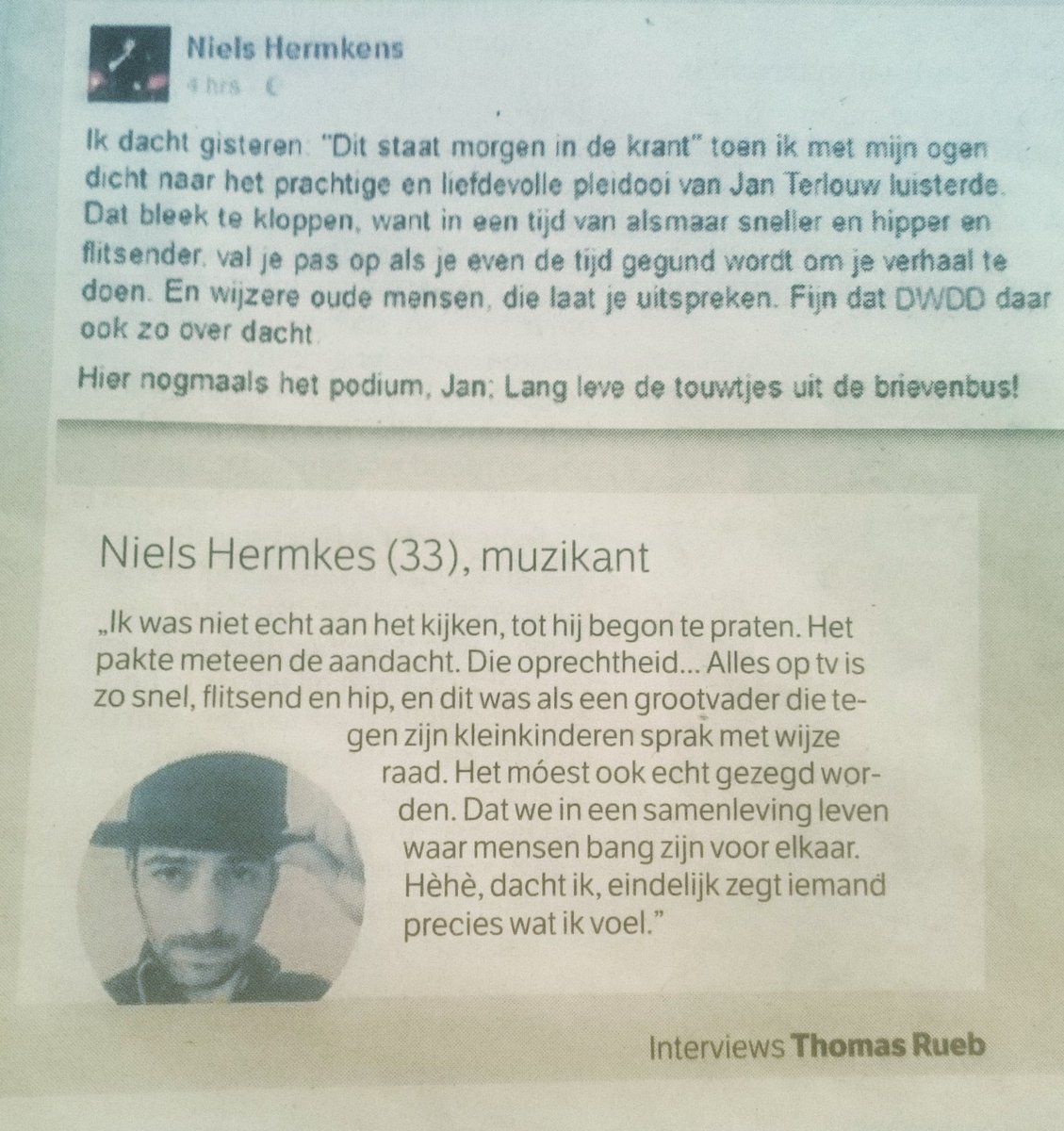 Amentimusic's tweet image. Daar stond ik dan opeens in @nrc Next en Handelsblad afgelopen vrijdag!  Bedankt voor het sturen Marloes!