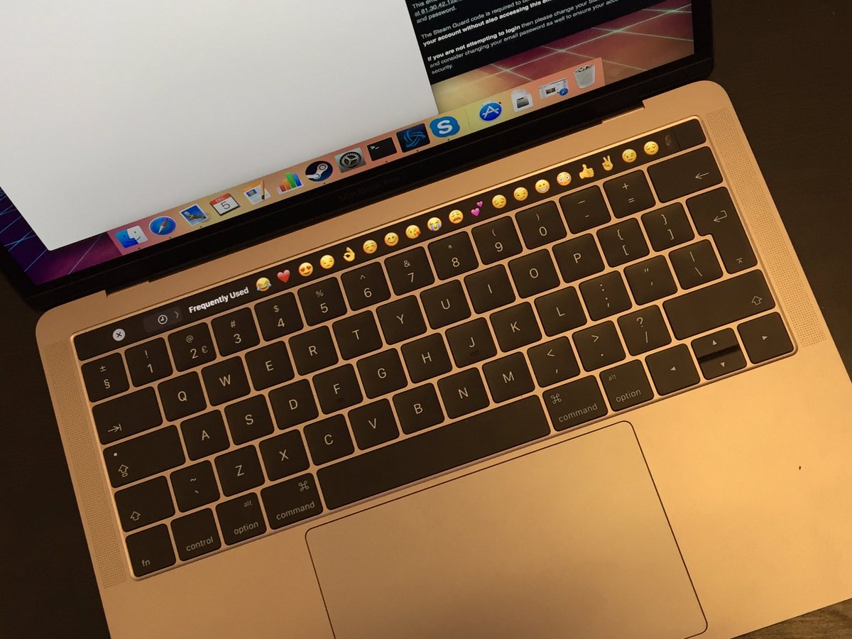 RickRelentless's tweet image. New laptop is in, it has a display that I can reserve purely for emoji's!#trueinnovation