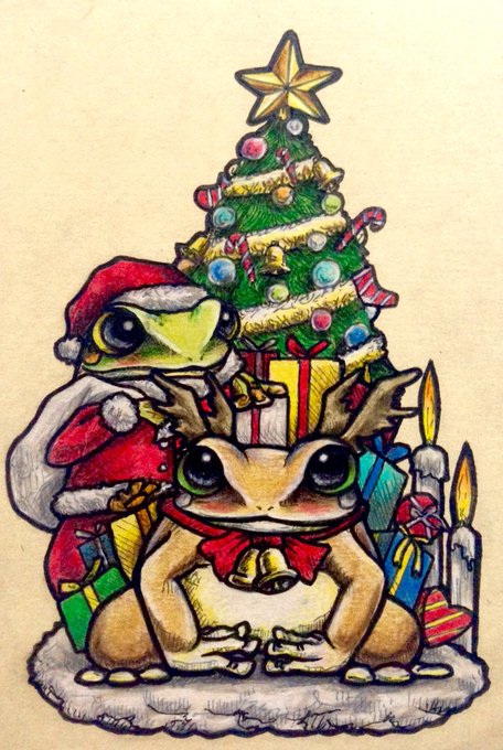 【 #カエルイラスト 】より
カエルたちのクリスマス

#メリークリスマス !ということで #クリスマス の #イラスト ③

#イラスト拡散 #イラスト基地 #創作の狼煙 #イラスト王国 #絵描きぽむ #絵描きイラスト置き場 #おえかき世界 #絵描き人
#カエル 