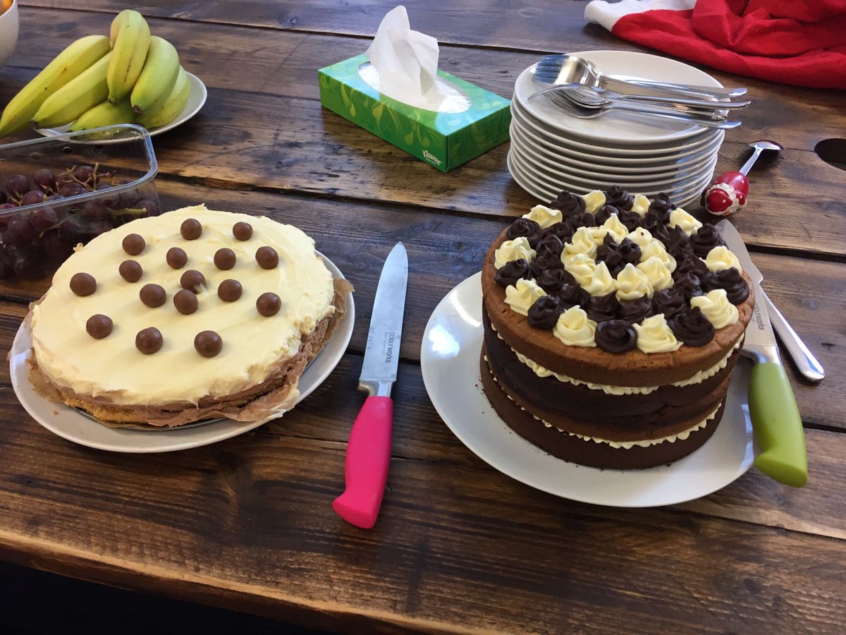 rplanme's tweet photo. rplan Bake Off in full swing! Chocolate Cheescake vs Chocolate Marble Layer Cake! #baking #team #challenge #yum https://t.co/GLZsL0WuW5