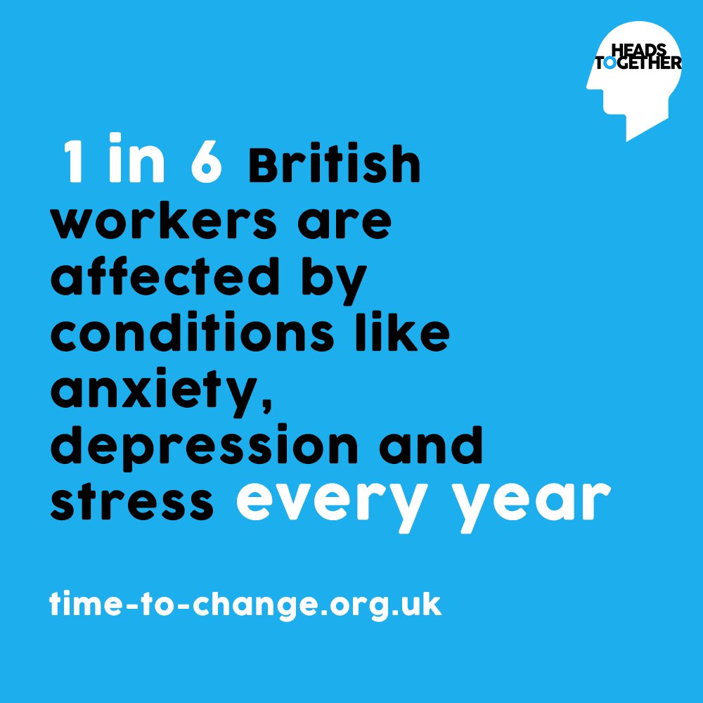 heads_together's tweet photo. Mental health issues are the leading cause of sickness absence in the UK. Please share these stats by @Timetochange #HeadsTogether https://t.co/yeGoVWx37h