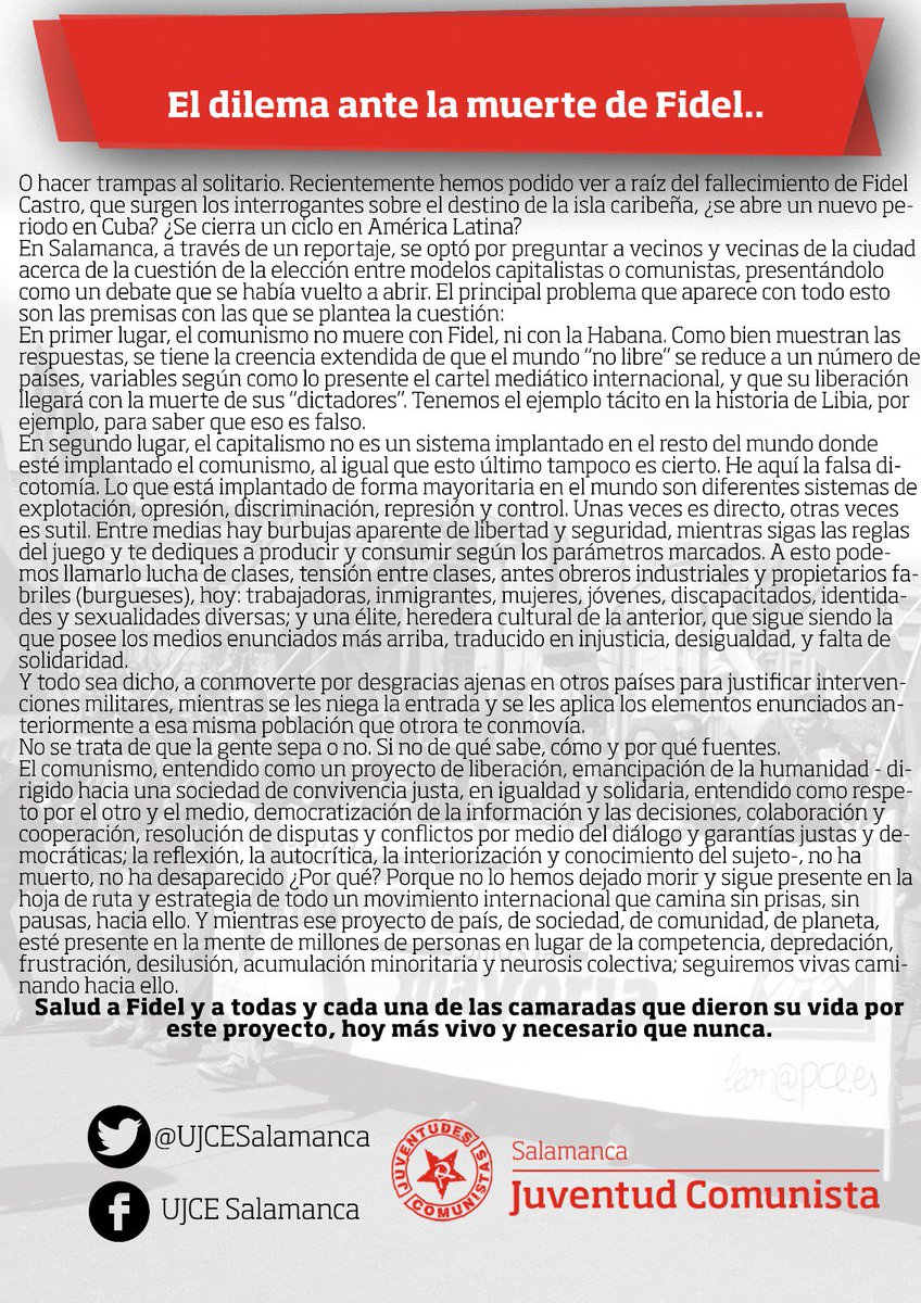 AntorchaRevista's tweet photo. Ante el artículo publicado ayer en @s24horas sobre el Capitalismo y Comunismo desde la @UJCESalamanca queremos mostrar nuestra postura. https://t.co/zPFw6TmWGA