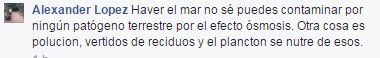 Haver el mar no sé puedes contaminar por ningún patógeno terrestre por el efecto ósmosis. Otra cosa es polucion, vertidos de reciduos y el plancton se nutre de esos.