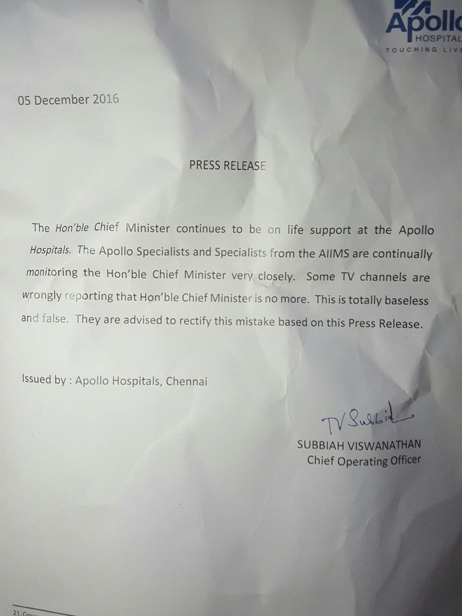 dhanyarajendran's tweet photo. Apollo latest press release @thenewsminute https://t.co/xQProSprF0