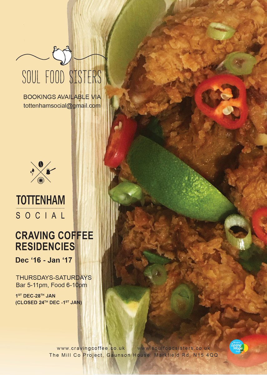 cravingldn's tweet photo. Hi @stf_engineroom! #DecJan @soulfoodsisters are heating us up with soulicious food #TottenhamSocial! #ThuFriSat! Bar 5-11pm Food 6-10pm πΆπ₯π¬ https://t.co/El4oexOgCc