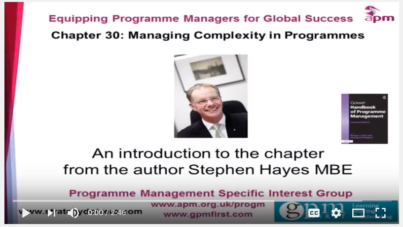 APMPMnetwork's tweet image. Chapter 30 Managing Complexity: Stephen Hayes author introduces
@jonathansnorman @StrategyDotZero #gowerprogmbook bit.ly/2gYfOnF