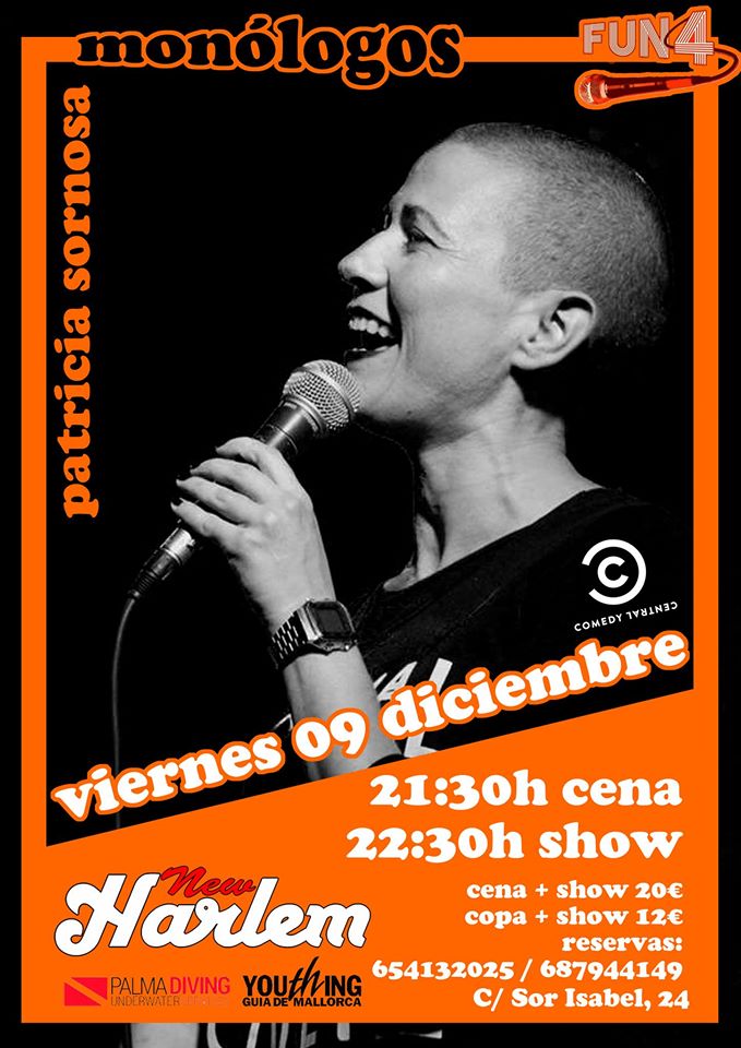 Youthing_es's tweet image. No te resistas! Este viernes carcajadas y género fresco con @patriciasornosa en #Mallorca