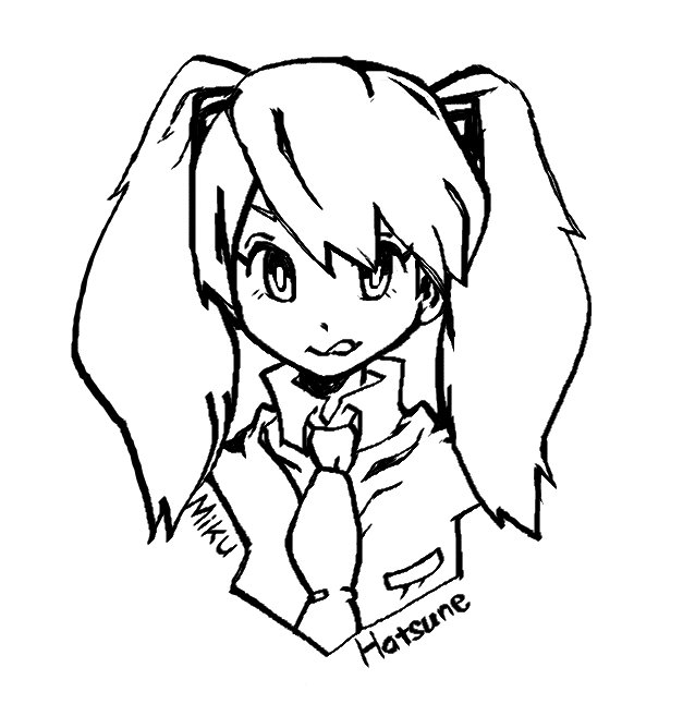 初音ミクのようなもの描きました。

ツインテールが短い。 