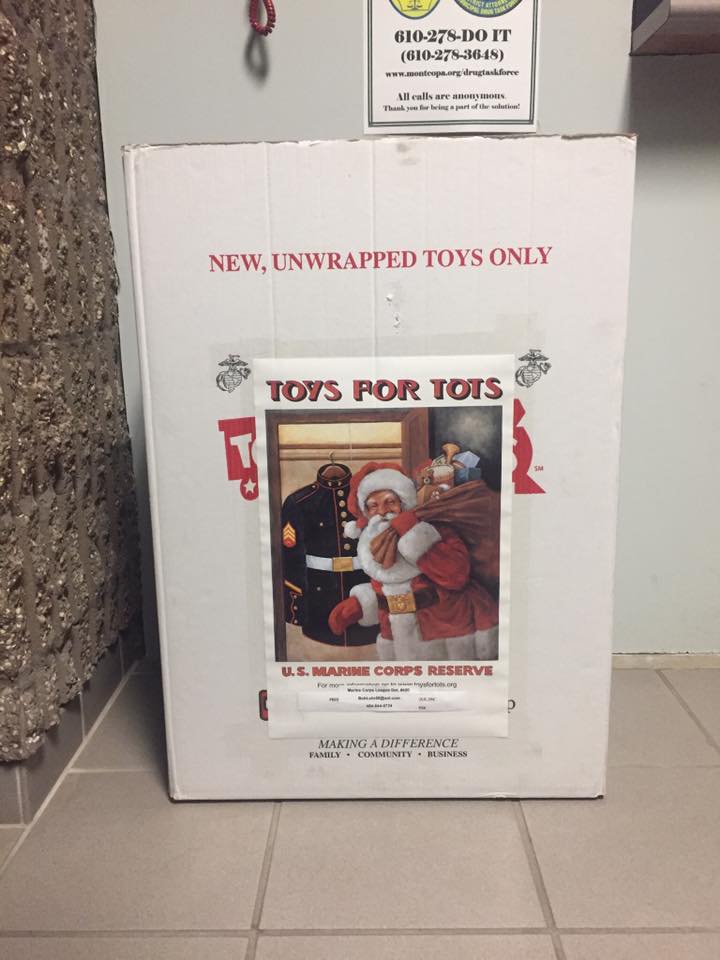 NewHanoverTwpPD's tweet photo. We have our Toys for Tots bin in the vestibule at the PD again this year.  Please consider donating to this worthy cause! https://t.co/DDr2TaFUy2