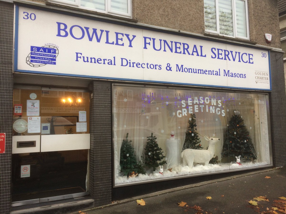 BowleyFuneral's tweet image. BOWLEY FUNERAL SERVICE WON THE BEST DRESS WINDOW FOR LIGHT UP HASSOCKS. THANK YOU SO MUCH WE ARE ALL OVER THE MOON THAT WE WON