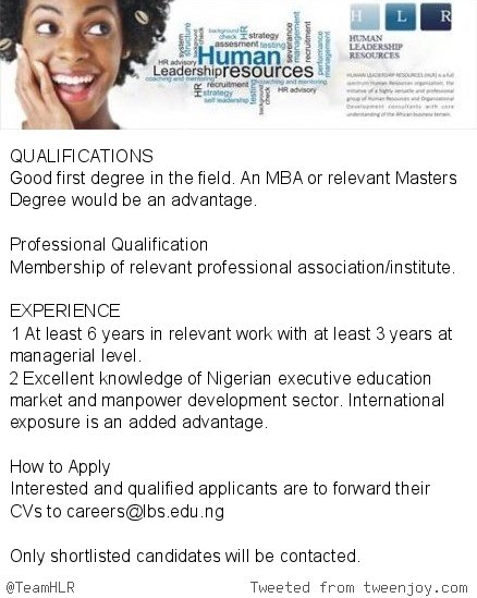 TeamHLR's tweet image. Lagos Business School is recruiting to fill the position of "Executive Assistant to the Dean" in Nigeria