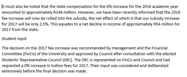 JacaNewswatch's tweet image. #Fees2017 #Wits says input from the SRC was considered and deliberated extensively before a decision was taken.