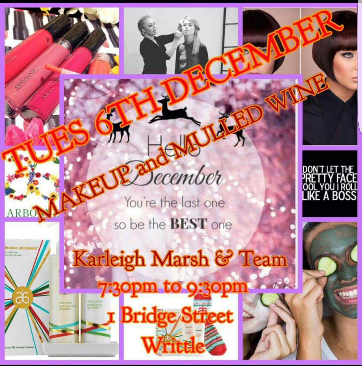 makeupartistKM's tweet photo. Pop &amp; see us tomorrow night @BridgeStWrittle for #Makeup #pamper Free treats and giggles @vegandietshakes @MrJordanMarsh @askmollybeauty https://t.co/MzKvqTjIMb